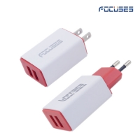 Focuses- Premium (CE Certified) 5V/2.1A (EU/US Plug) Dual USB Wall Charger