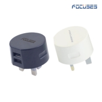 Focuses- Premium (CE Certified) 5V/2.1A Dual USB Wall Mount Charger For All Smart Phones