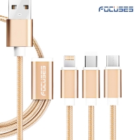 FOCUSES 3 in 1 USB Cable Multiple USB Charging Cable Adapter Connector With IOS 8 Pin/ Type C / Micro USB Cable