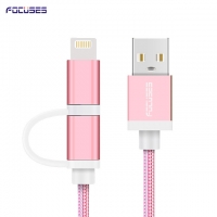 FOCUSES Premium 3.28ft/1.0m Micro USB and iOs Two in One USB Data Transfer Charging Cord