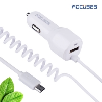 Focuses- Premium 5V/3.1A USB Car Charger with Quick Charging Cable for Android