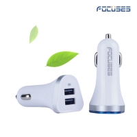 Focuses- Premium 5V/3.1A ODM Silver(colorful) Triangle Circle Dual USB Car Charger