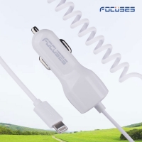 Focuses- Premium 5V/3.1A USB Car Charger with Quick Charging Cable for iPhone