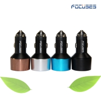 Focuses- Premium 5V/3A Aluminium Alloy Metal Shell LED Display Voltage Dual USB Car Charger