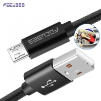 FOCUSES Premium Braided Jacket Micro USB Data Cable for Android Devices, Samsung Galaxy, Sony, Motorola and More